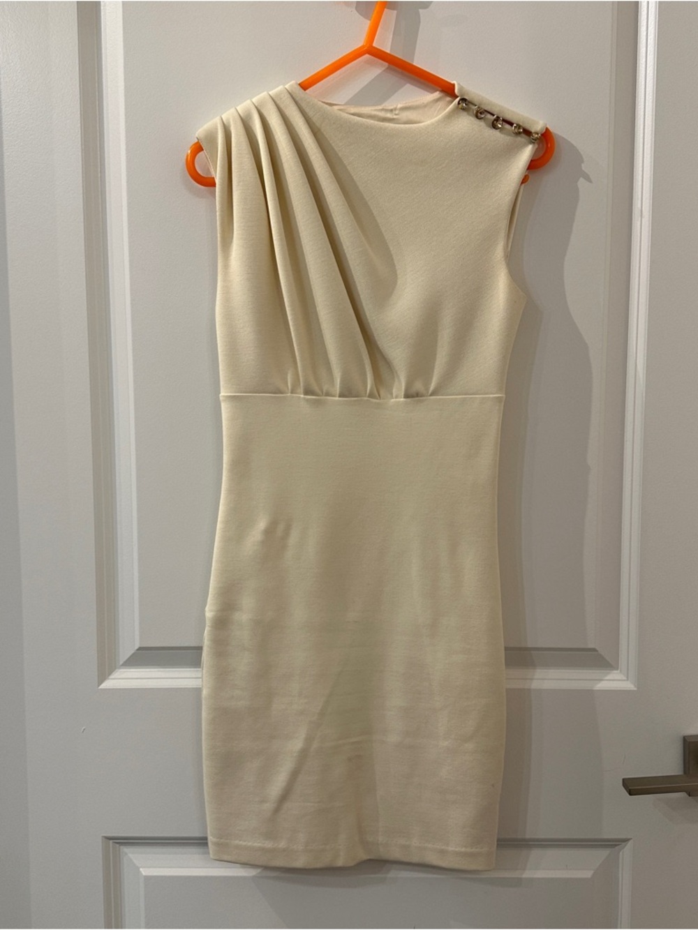 Ted Baker Cream One-Shoulder Draped Bodycon Dress